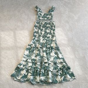 Vici Palm Print Smocked Maxi Skirt and Cropped Top Set - Bump Friendly